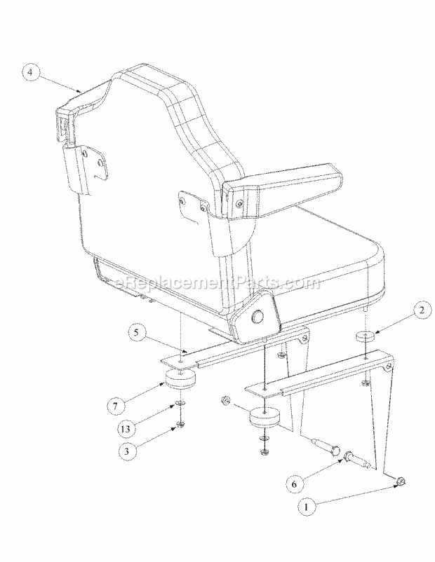 Seat Assembly Diagram and Parts List for M60-KW 53AB5DCX150 Cub Cadet Sprayer